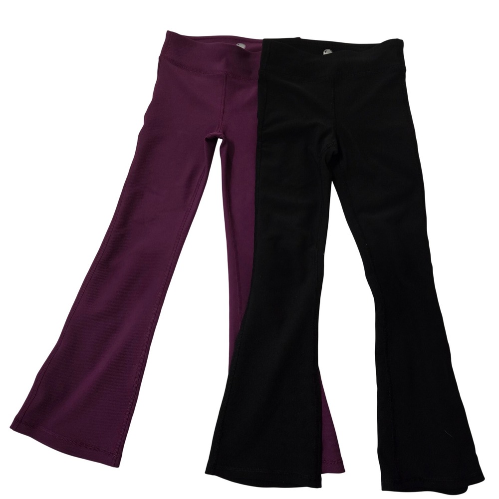 Yogalicious Girls Rib Everyday Flare Leggings Set of 2 Black Purple Size L 6X